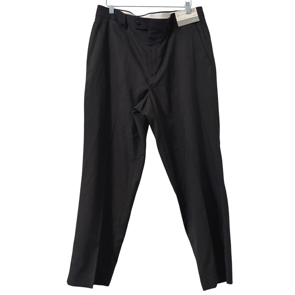 Louis Raphael Mens Tailored Dress Pants 36x30 Black Flat Front Church Minimalist